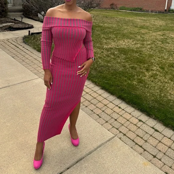 Fashion Nova Skirts Fashion Nova Pink And Gray Sweater Two